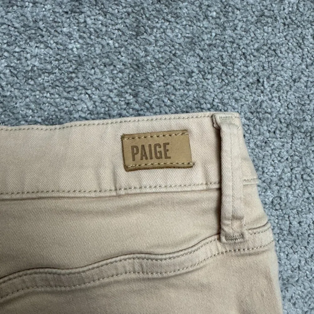 PAIGE Genesee High Rise Wide Leg Denim Jeans Size 28 Sandie Beige Tan Stretch - Picture 7 of 16